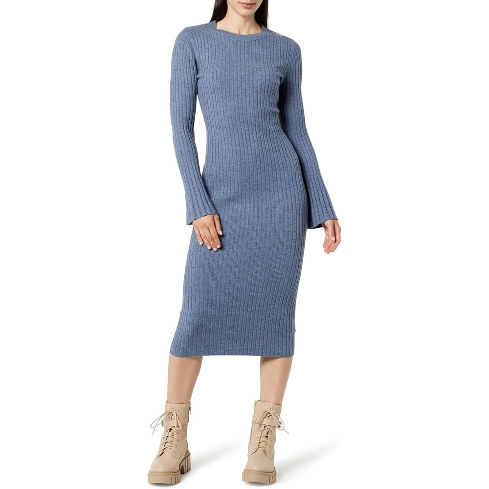 The Drop Women's Fernanda Bell Sleeve Ribbed Sweater Dress‎ Large